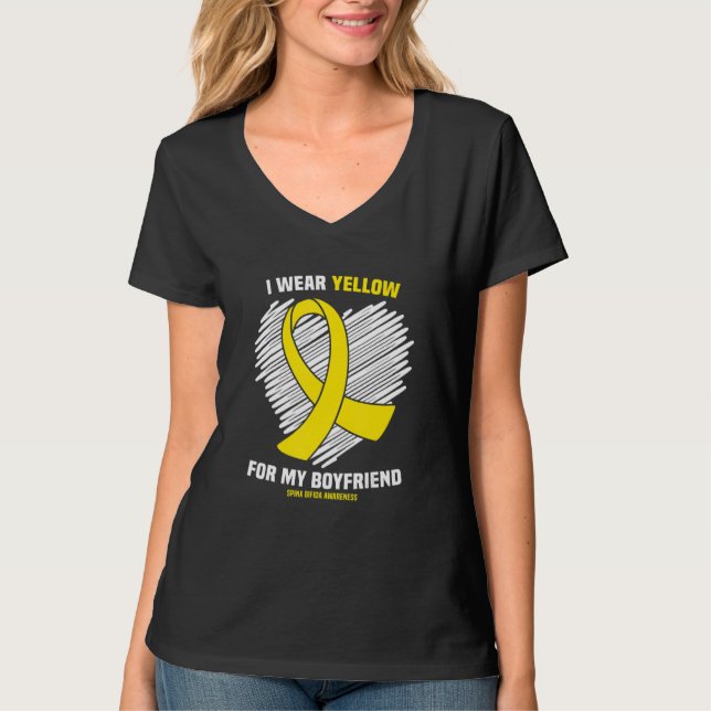 Camiseta Uso Amarillo Para Mi Novio Spina Bifida Awaren (Anverso)
