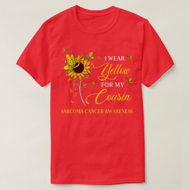 Camiseta Uso Amarillo Para Mi Primo Sarcoma Cáncer Awarene (Diseño del anverso)