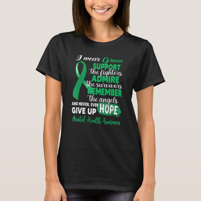 Camiseta Uso Apoyo Verde Para Combatir La Salud Mental (Anverso)