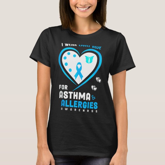 Camiseta Uso Azul Claro Para El Asma Y Los Awarenes Alérgic (Anverso)