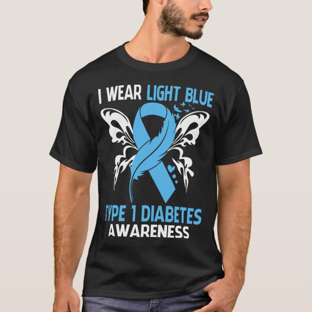 Camiseta Uso Azul Claro Para La Conciencia De La DiABETES T (Anverso)