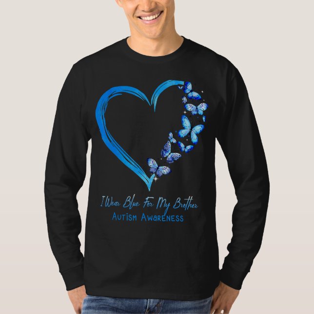 Camiseta Uso Azul Para El Autismo De La Mariposa Del Corazó (Anverso)