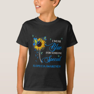 Camiseta Uso Azul Para La Conciencia De Alopecia Girasol 1