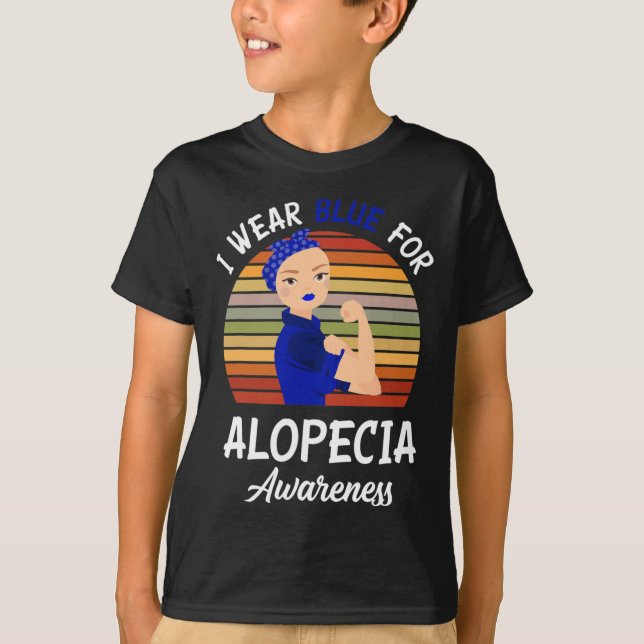 Camiseta Uso Azul Para La Conciencia De La Alopecia (Anverso)