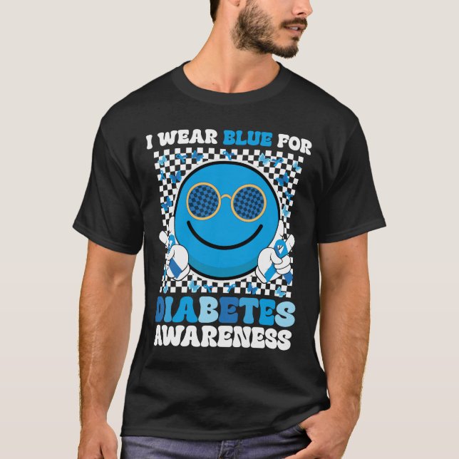 Camiseta Uso Azul Para La Diabetes Conciencia De La Cara De (Anverso)