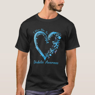 Camiseta Uso Azul Para La Diabetes Conciencia Del Corazón A