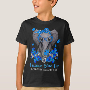 Camiseta Uso Azul Para La Diabetes Concienciación Elefante