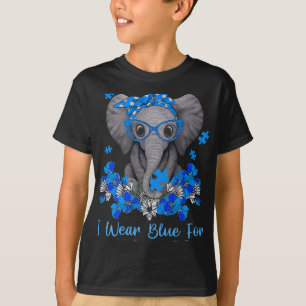 Camiseta Uso Azul Para La Diabetes Concienciación Elefante