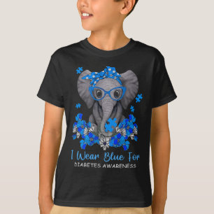 Camiseta Uso Azul Para La Diabetes Concienciación Elefante 