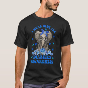Camiseta Uso Azul Para La Diabetes Concienciación Elefante