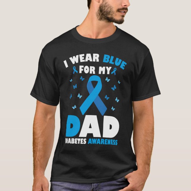 Camiseta Uso Azul Para La Diabetes De Papá Conciencia De La (Anverso)