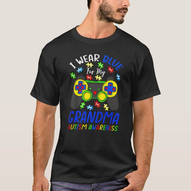 Camiseta Uso Azul Para Mi Abuela Autismo Niños De Concienci (Anverso)