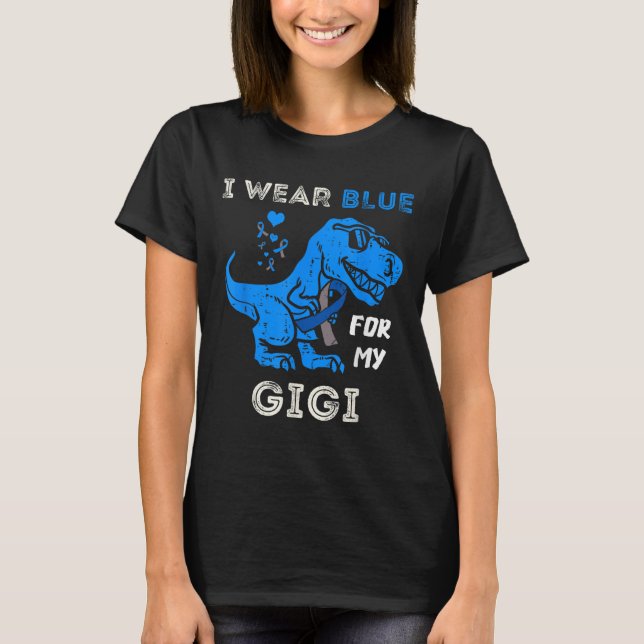 Camiseta Uso Azul Para Mi Gigi T Rex Dino Diabetes Awaren (Anverso)