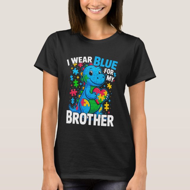 Camiseta Uso Azul Para Mi Hermano Autismo Conciencia Dino P (Anverso)