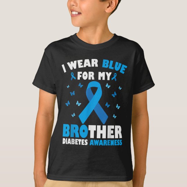 Camiseta Uso Azul Para Mi Hermano Diabetes Conciencia T1d (Anverso)