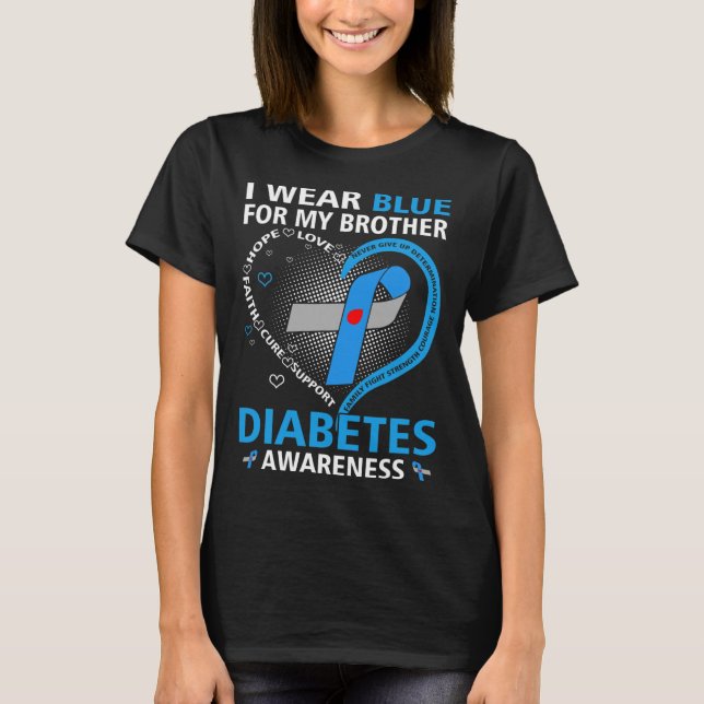 Camiseta Uso Azul Para Mi Hermano Espero Amar La Diabetes E (Anverso)