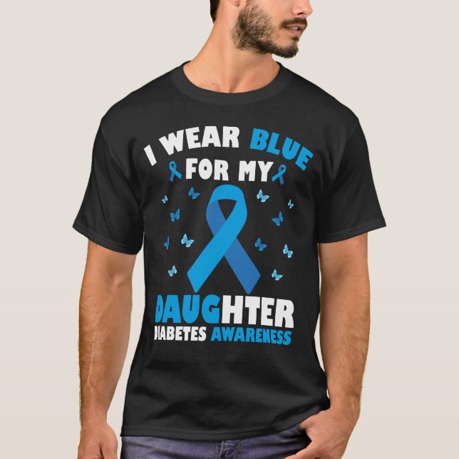Camiseta Uso Azul Para Mi Hija Diabetes Conciencia (Anverso)