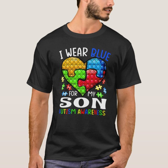 Camiseta Uso Azul Para Mi Hijo Conciencia De Autismo Pop It (Anverso)