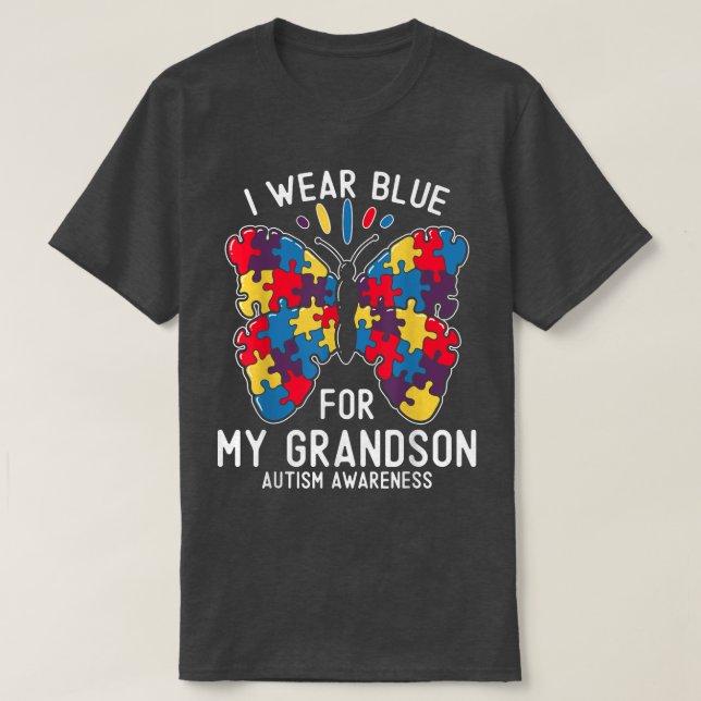 Camiseta Uso Azul Para Mi Nieto Mayor Conciencia De Autismo (Diseño del anverso)