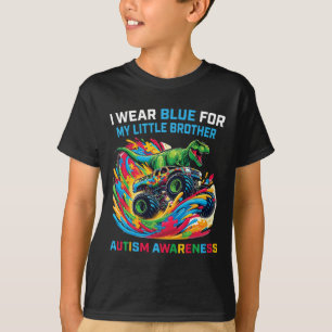 Camiseta Uso Azul Para Mi Pequeño Hermano Autismo T Rex Mon