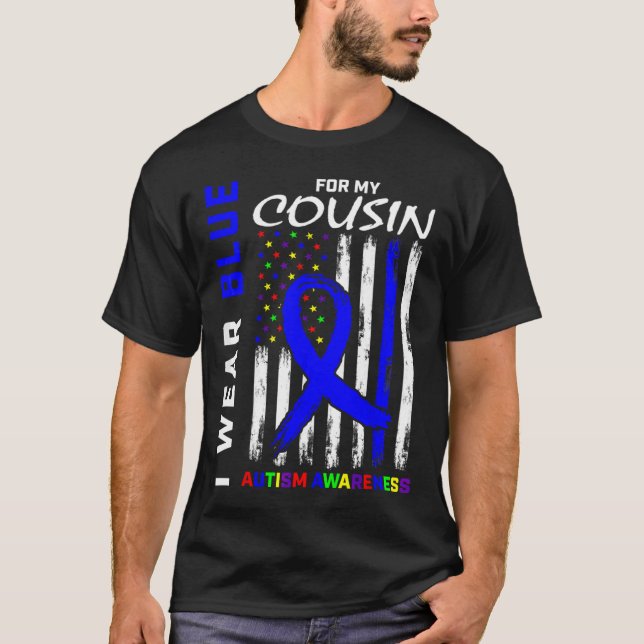 Camiseta Uso Azul Para Mi Primo Autismo Bandera De Concienc (Anverso)