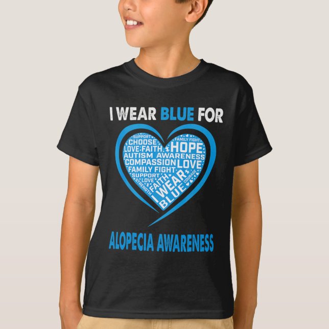 Camiseta Uso Azul Por Alopecia Conciencia Fe Esperanza Amor (Anverso)