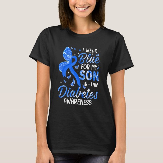 Camiseta Uso Azul Por Hijo En La Ley Diabetes Conciencia Fa (Anverso)