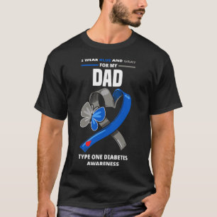 Camiseta Uso Azul Y Gris Para Mi Papá Diabetes Tipo 1