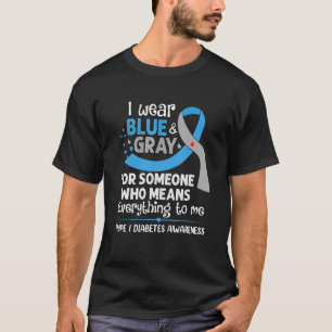 Camiseta Uso Azul y Gris Tipo 1 Diabético T1D Diabetes Aw