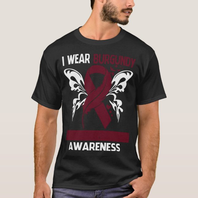 Camiseta Uso Borgoña Para La Conciencia De La AMYLOIDOSIS (Anverso)