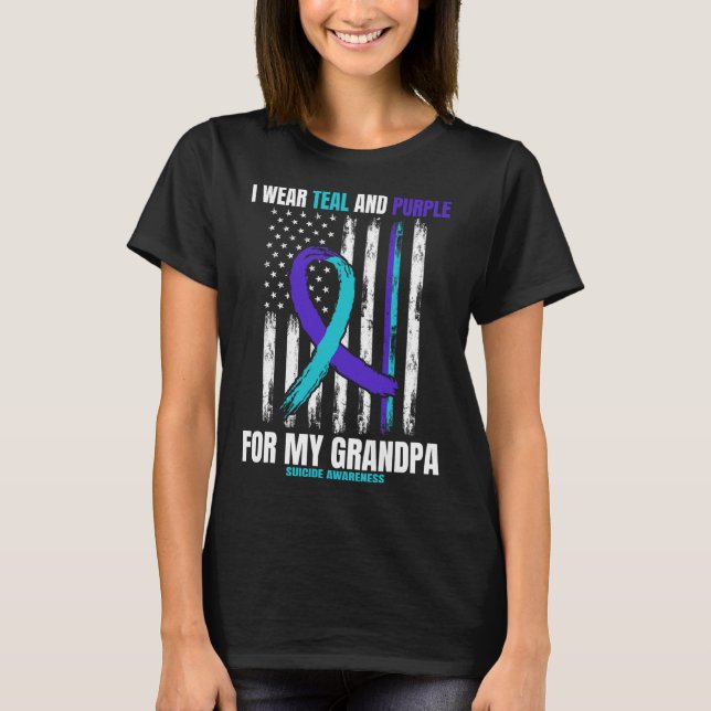 Camiseta Uso Camisas Verde azuladas Y Moradas De Conciencia (Anverso)