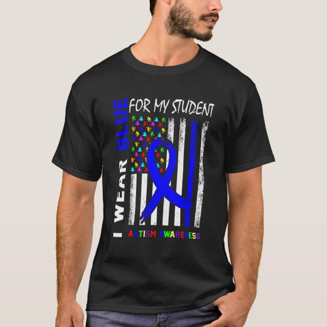Camiseta Uso Cinta Azul Para Mi Conciencia Sobre El Autismo (Anverso)