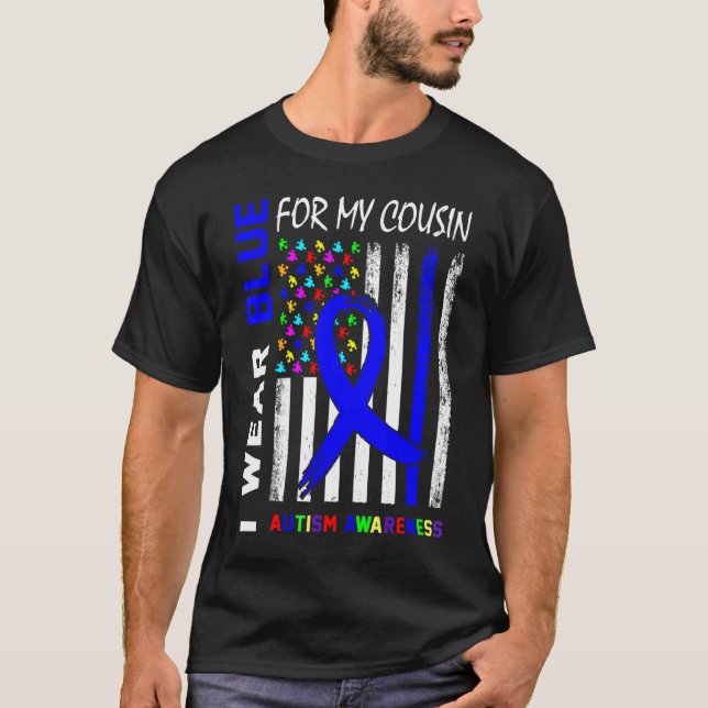 Camiseta Uso Cinta Azul Para Mi Primo Conciencia Sobre El A (Anverso)