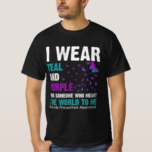 Camiseta Uso Conciencia Del Suicidio Verde azulado Y Morado