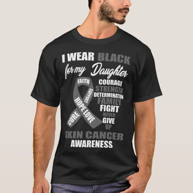 Camiseta Uso Conciencia sobre el cáncer de piel negra (Anverso)