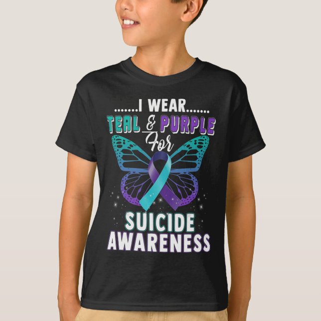 Camiseta Uso conciencia suicida de apoyo Verde azulado y pú (Anverso)