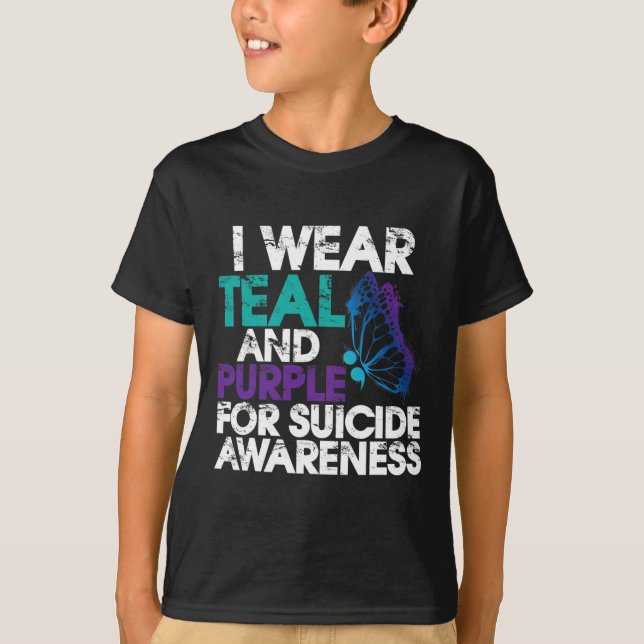 Camiseta Uso Conciencia Suicida Verde azulada Y Morada 1 (Anverso)