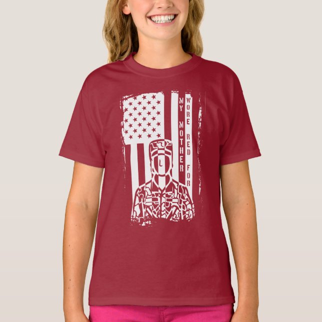 Camiseta Uso El Rojo Para Madre - Servicio Militar De Honor (Anverso)