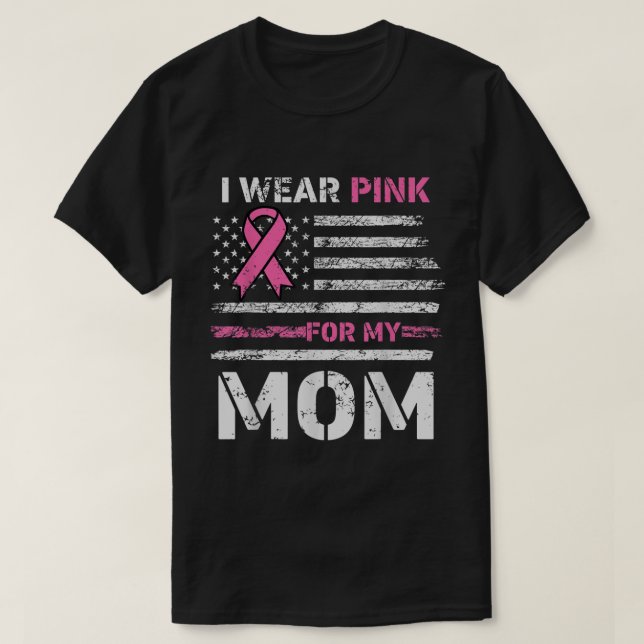 Camiseta Uso El Rosa Para Mi Mamá América Bandera Cáncer De (Diseño del anverso)