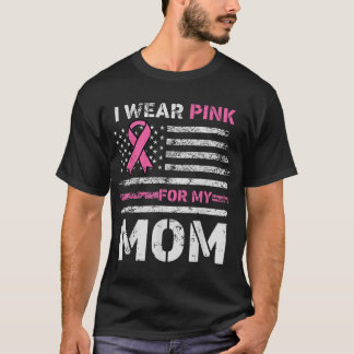 Camiseta Uso El Rosa Para Mi Mamá América Bandera Cáncer De