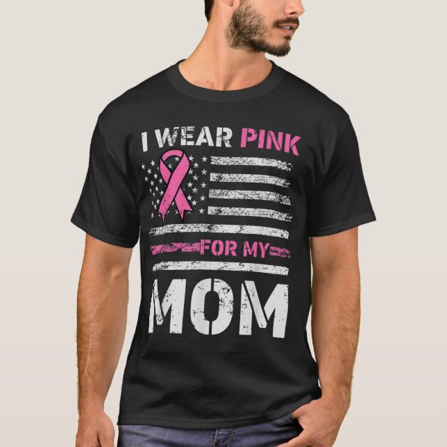 Camiseta Uso El Rosa Para Mi Mamá América Bandera Cáncer De (Anverso)