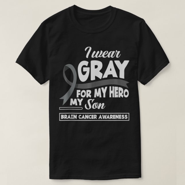 Camiseta Uso Gris Para Mi Héroe Mi Hijo Adquirió Cáncer De  (Diseño del anverso)