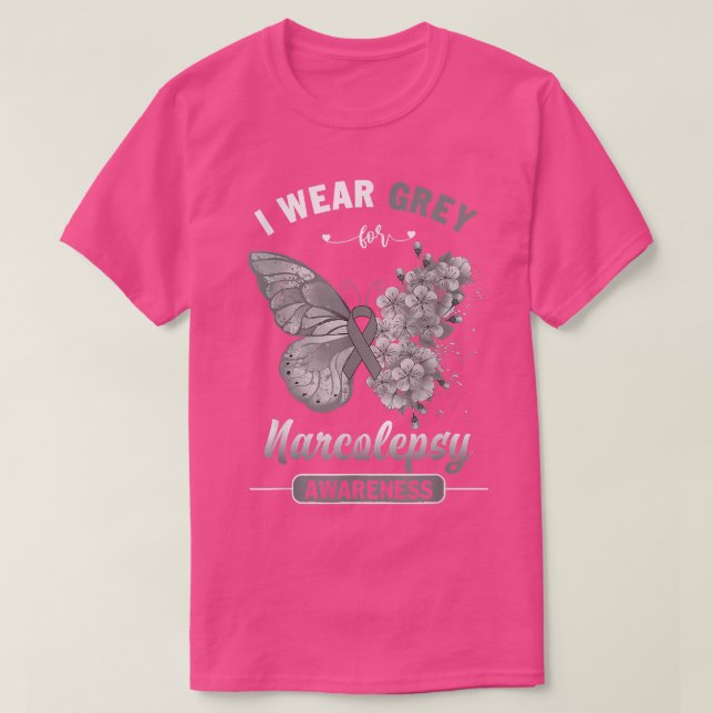 Camiseta Uso Gris Por Narcolepsia Conciencia Mariposa (Diseño del anverso)