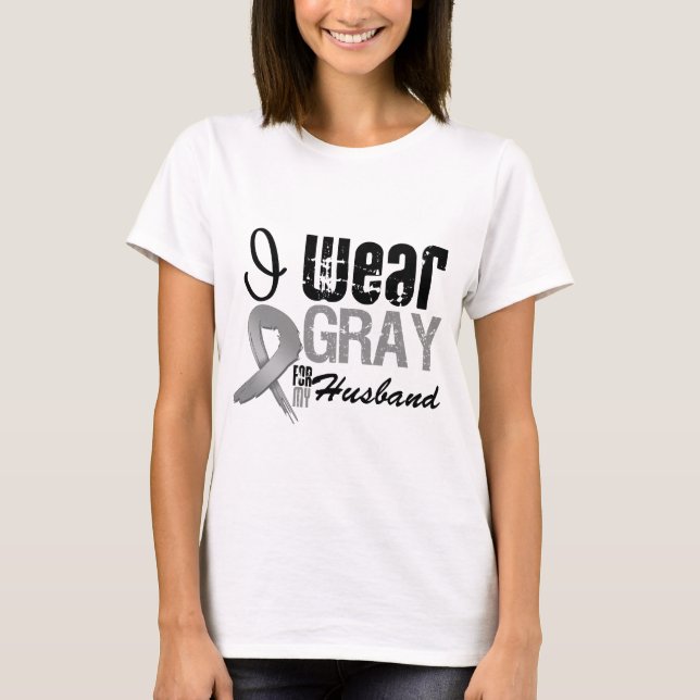 Camiseta Uso La Cinta De Conciencia Gris Para Mi Esposo (Anverso)