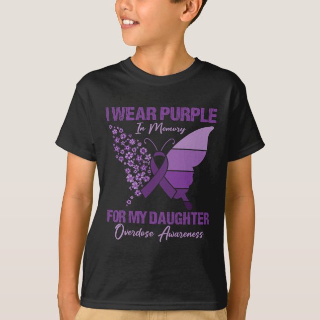 Camiseta Uso Morado De Memoria Para Mi Hija Sobredosis A (Anverso)