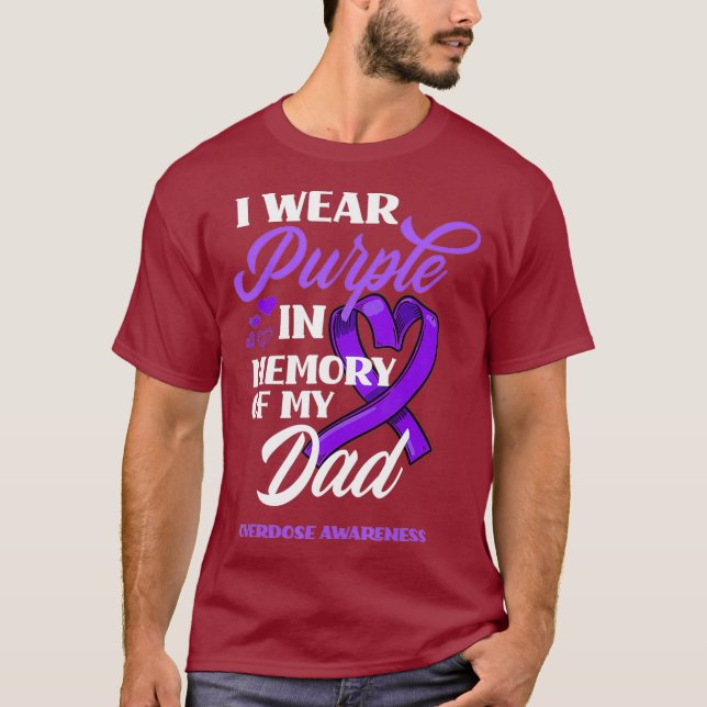 Camiseta Uso Morado En Memoria De La Sobredosis De Mi Papá (Anverso)