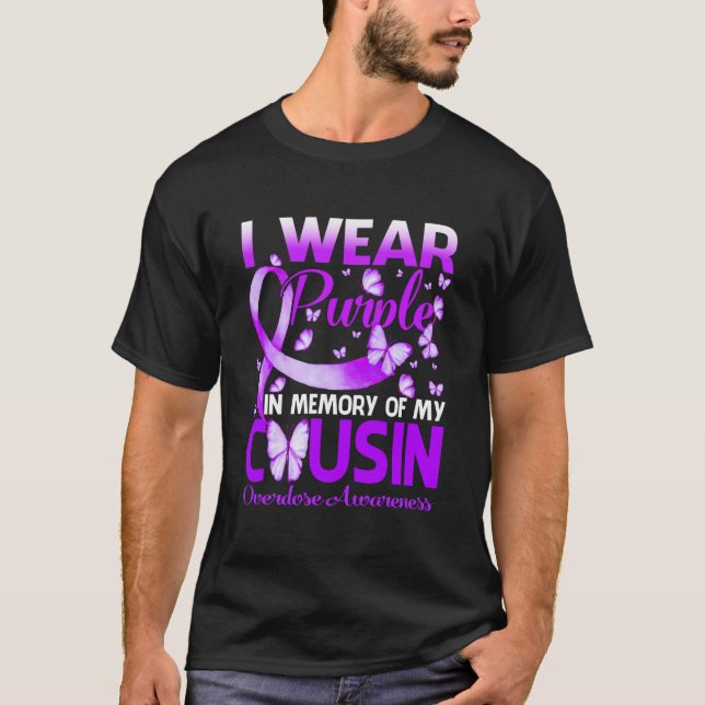 Camiseta Uso Morado En Memoria De La Sobredosis De Mi Primo (Anverso)