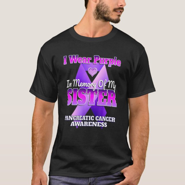Camiseta Uso Morado En Memoria De Mi Hermana Ca Pancreática (Anverso)