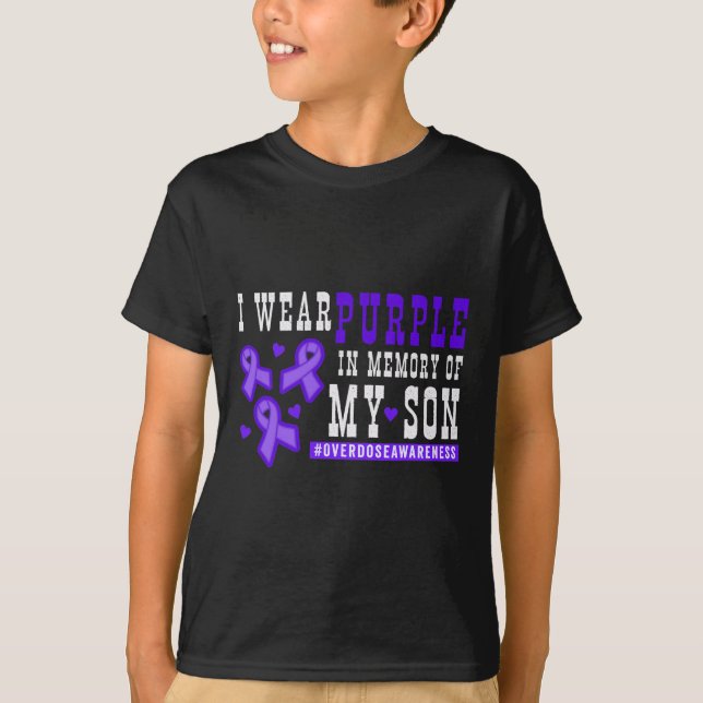 Camiseta Uso Morado En Memoria De Mi Hijo - Sobredosis Cons (Anverso)