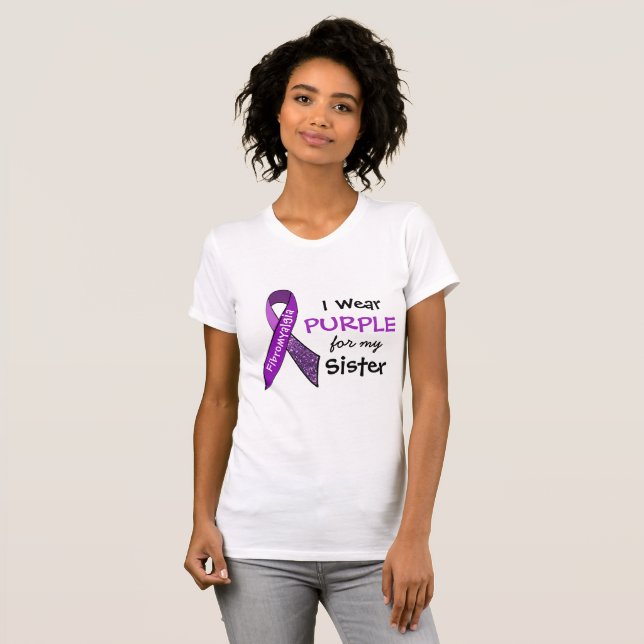 Camiseta Uso morado para mi hermana Fibromialgia Shirt (Anverso completo)